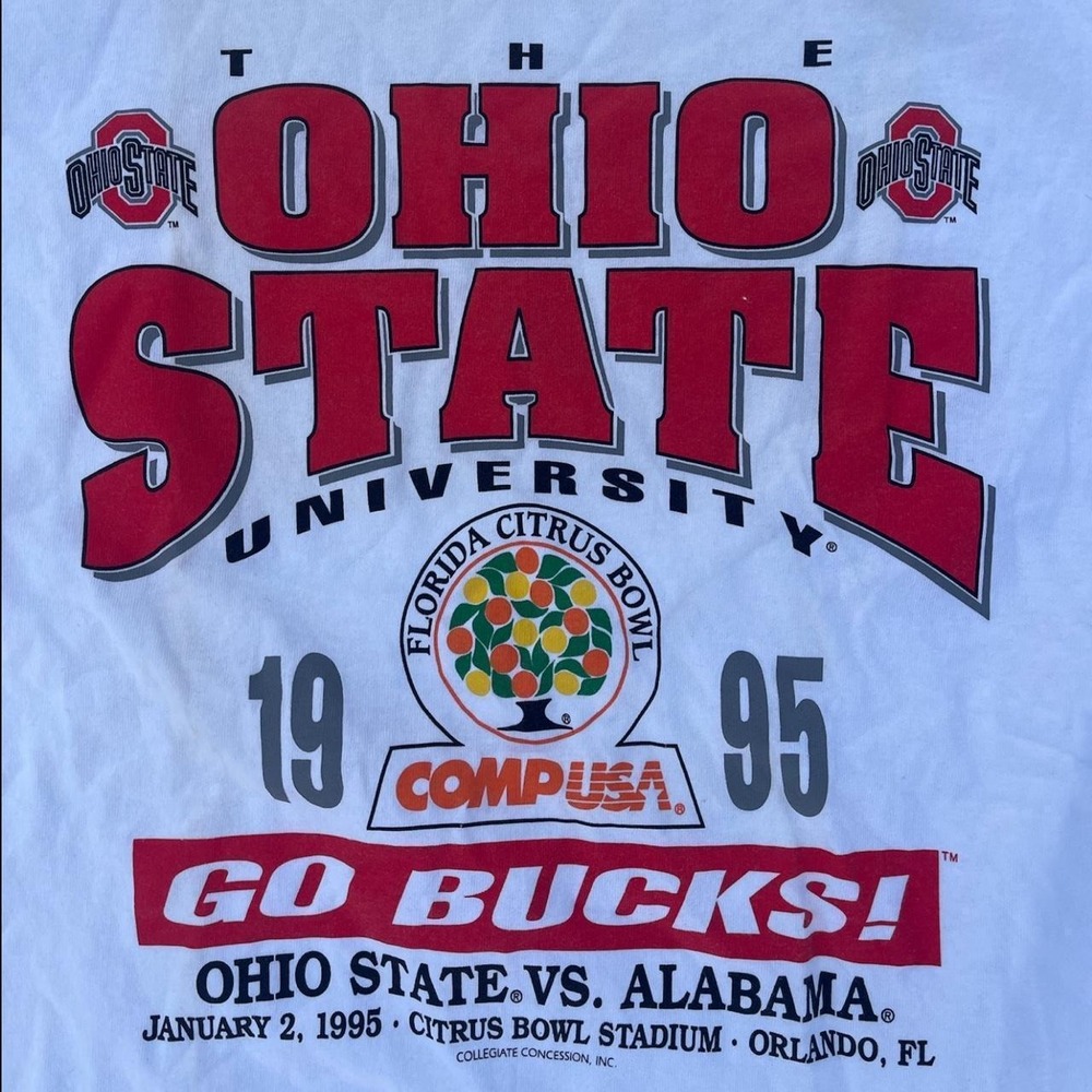 1995 "Go Bucks" Ohio State University white and red shirt size L